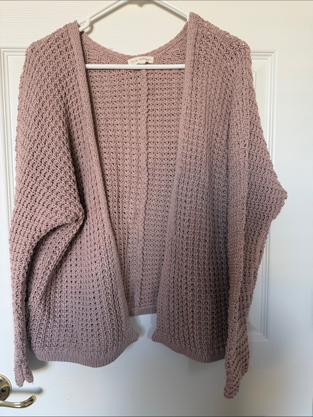La Hearts Mauve Open Knit Cardigan